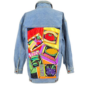 Coquette Americana Cedars Denim Jacket Women S Oversized Beaded Patchwork